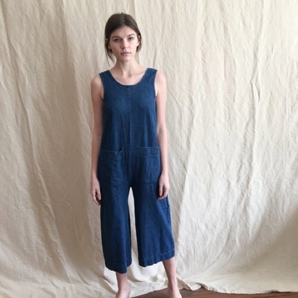 Ilana Kohn Pants - Ilana Kohn Milo Jumpsuit dark indigo blue cotton